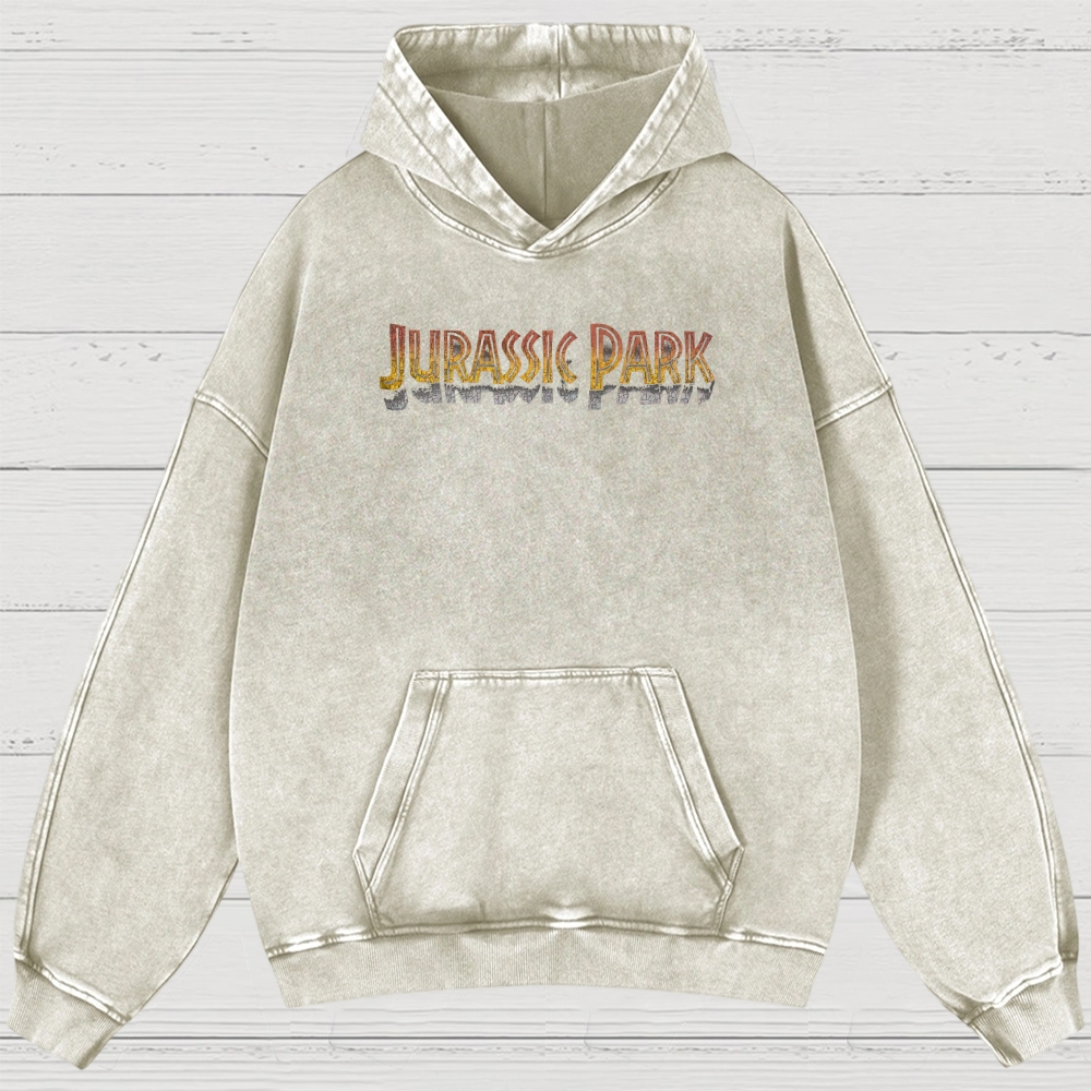 Prehistoric Insect & Slogan Graphic Retro Washed Hoodies