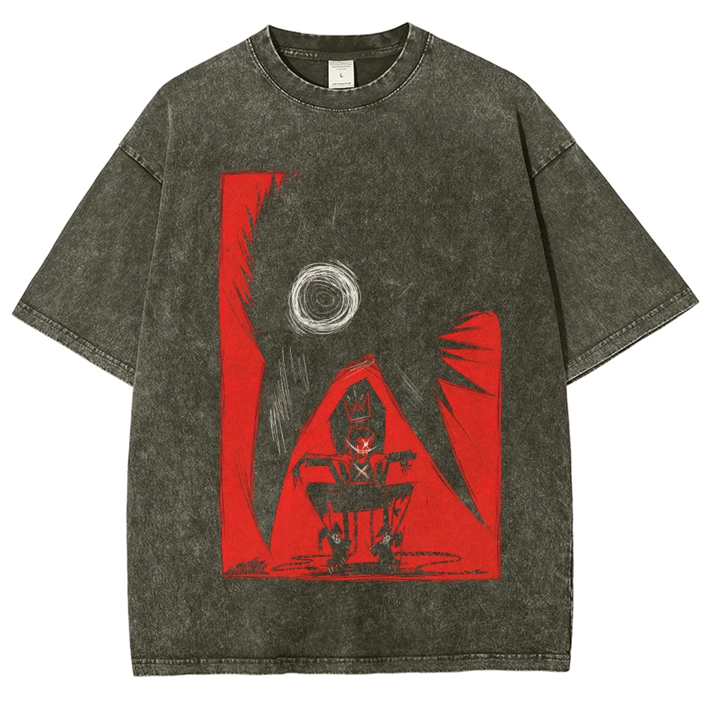 Gothic Horror Creature & Art Graphic Retro Washed T-Shirt