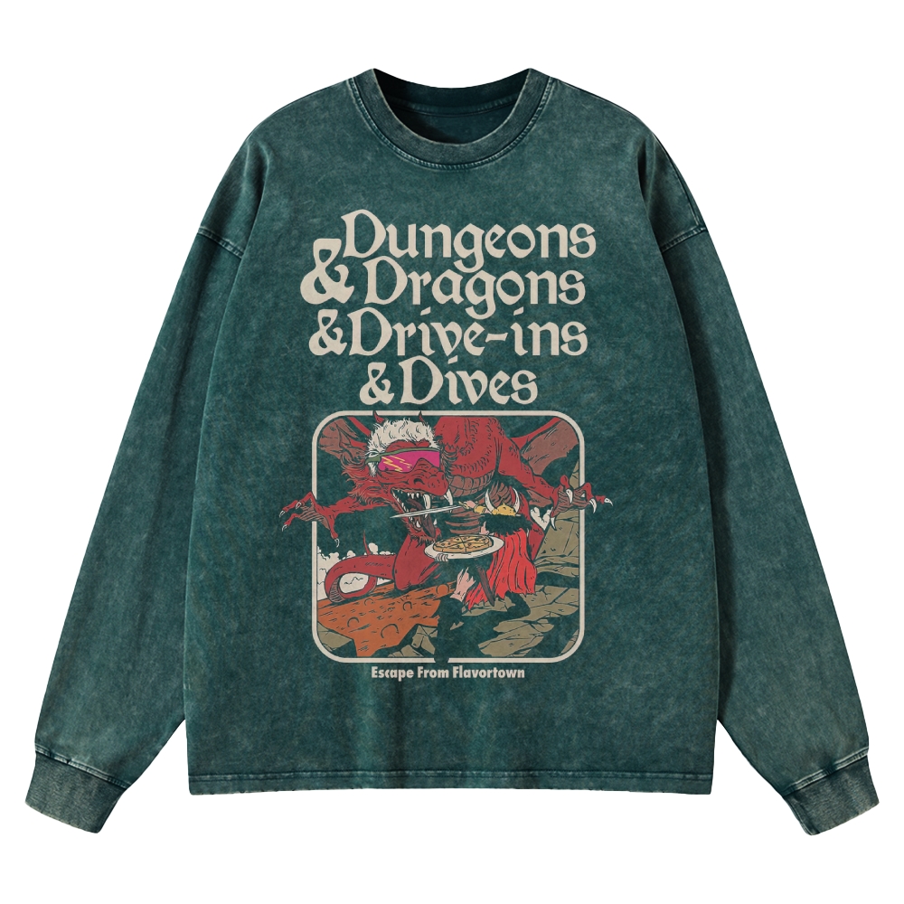 Monsters & Meals Washed Long-Sleeved T-Shirt 