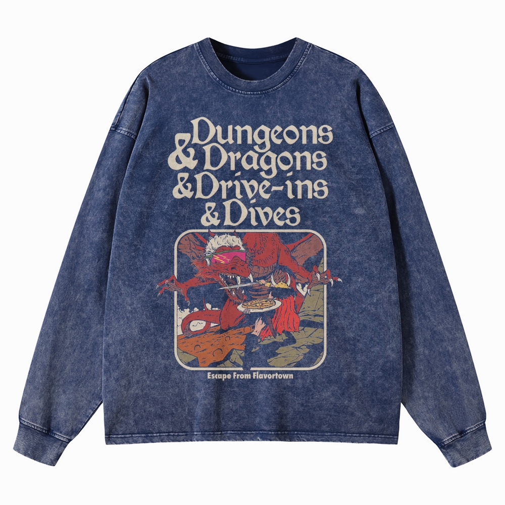 Monsters & Meals Washed Long-Sleeved T-Shirt 