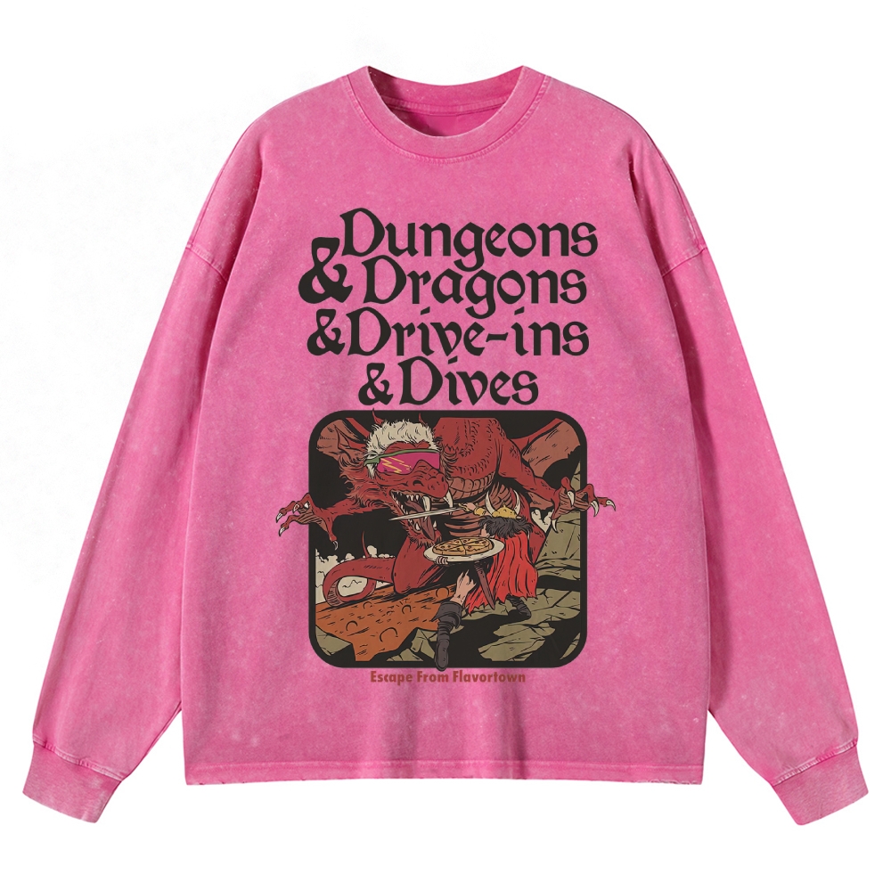 Monsters & Meals Washed Long-Sleeved T-Shirt 