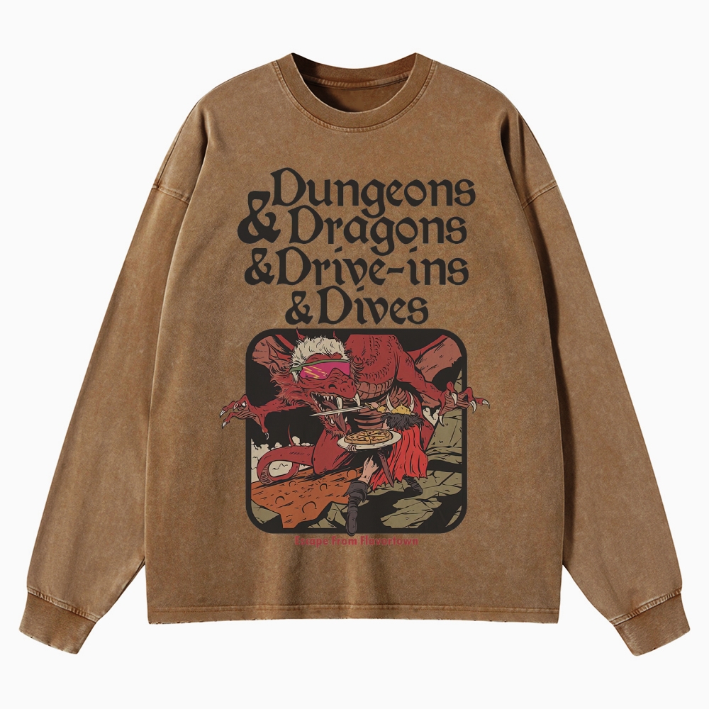 Monsters & Meals Washed Long-Sleeved T-Shirt 