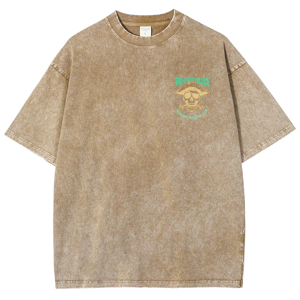 Retro Treasure Hunting & Pirate Ship Graphic Washed T-Shirt
