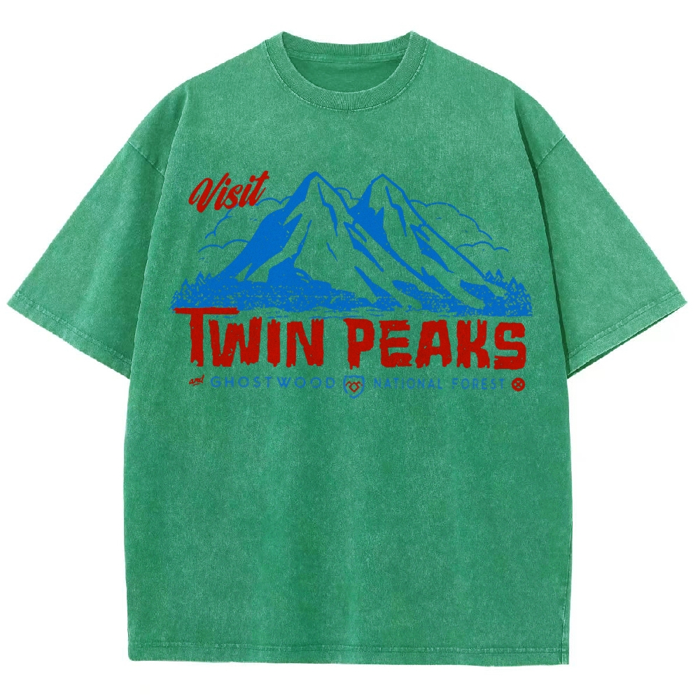 Retro Forest Fictional Nature Reserve Washed T-Shirt 