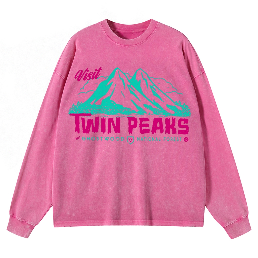 Retro Forest Fictional Nature Reserve Washed Long-Sleeved T-Shirt 