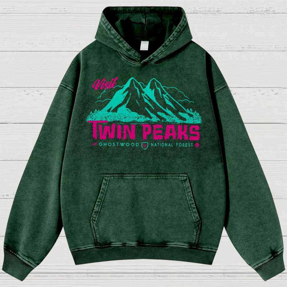 Retro Forest Fictional Nature Reserve Washed Hoodies