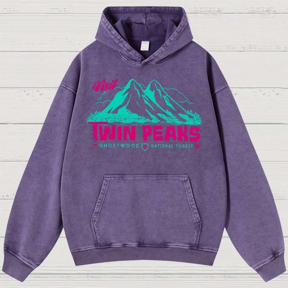 Retro Forest Fictional Nature Reserve Washed Hoodies