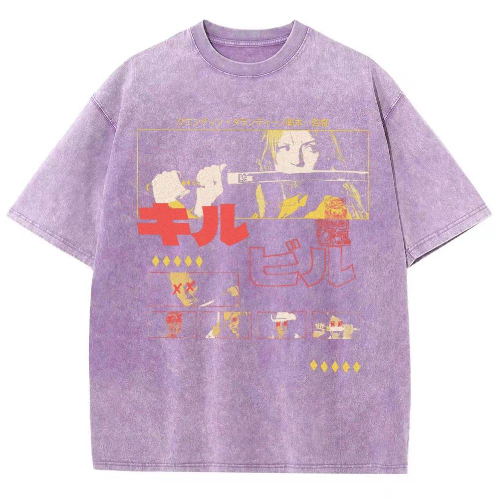 Action Thriller Samurai Graphic Retro Washed T-Shirt