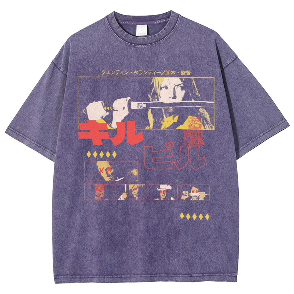 Action Thriller Samurai Graphic Retro Washed T-Shirt