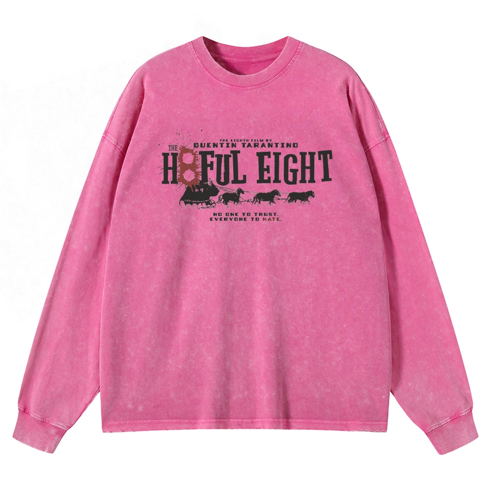 Western Crime Drama Character Graphic Retro Washed Long-Sleeved T-Shirt