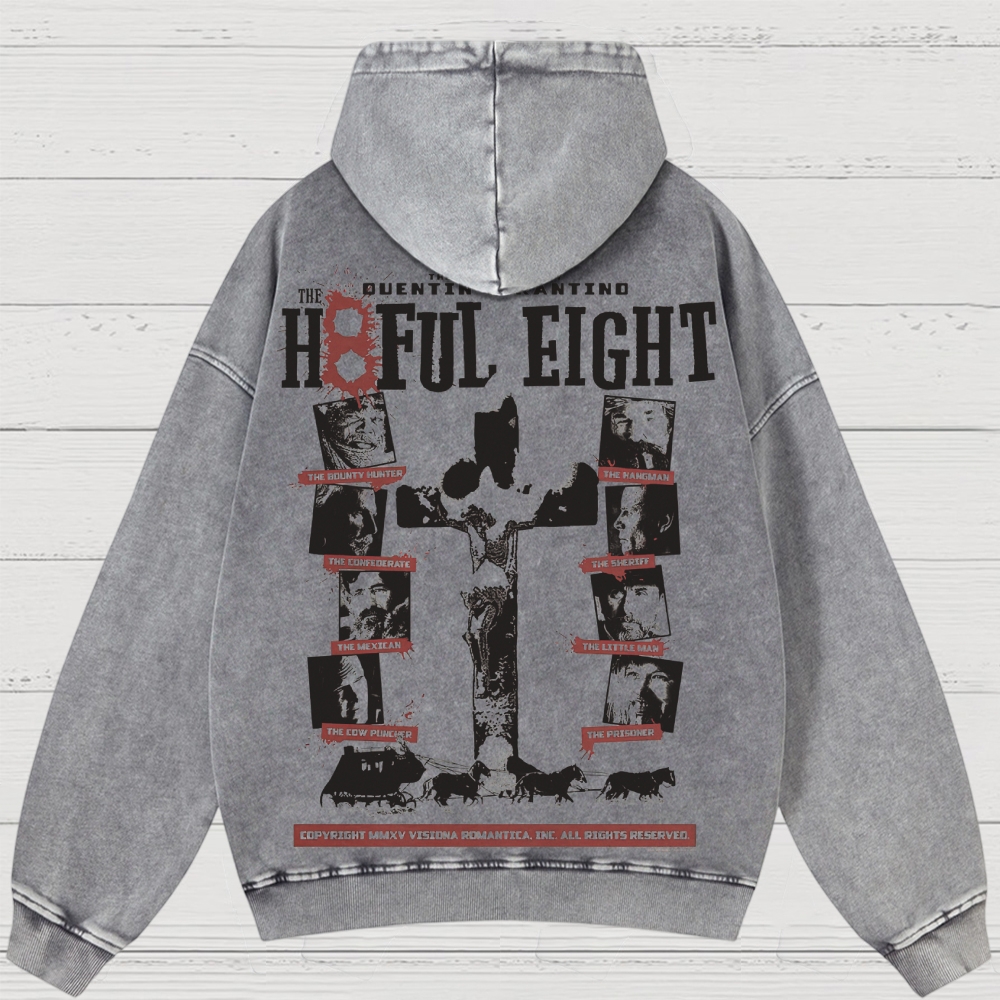 Western Crime Drama Character Graphic Retro Washed Hoodies