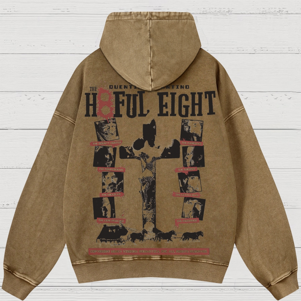 Western Crime Drama Character Graphic Retro Washed Hoodies