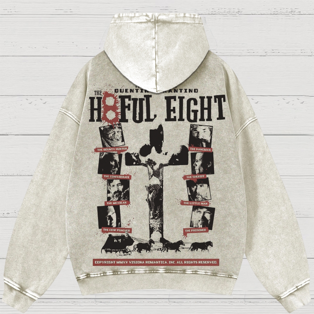 Western Crime Drama Character Graphic Retro Washed Hoodies