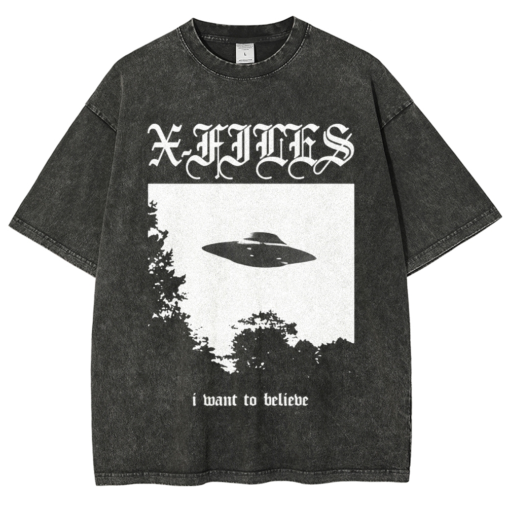 Sci-Fi Mystery UFO Graphic Retro Washed T-Shirt