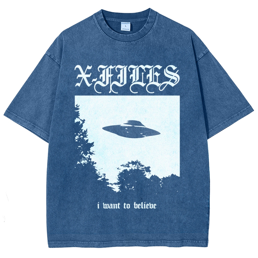 Sci-Fi Mystery UFO Graphic Retro Washed T-Shirt