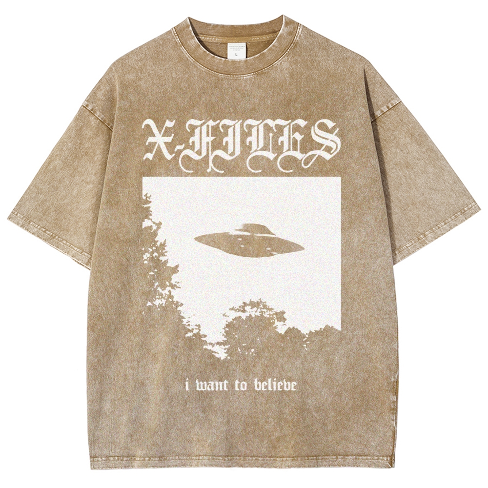 Sci-Fi Mystery UFO Graphic Retro Washed T-Shirt