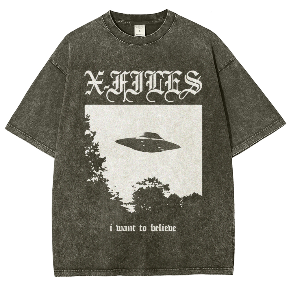Sci-Fi Mystery UFO Graphic Retro Washed T-Shirt