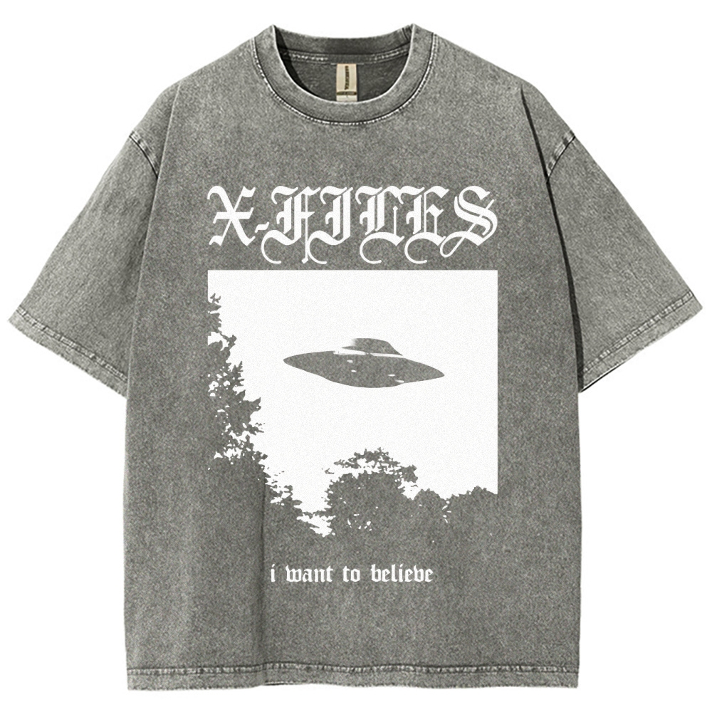 Sci-Fi Mystery UFO Graphic Retro Washed T-Shirt