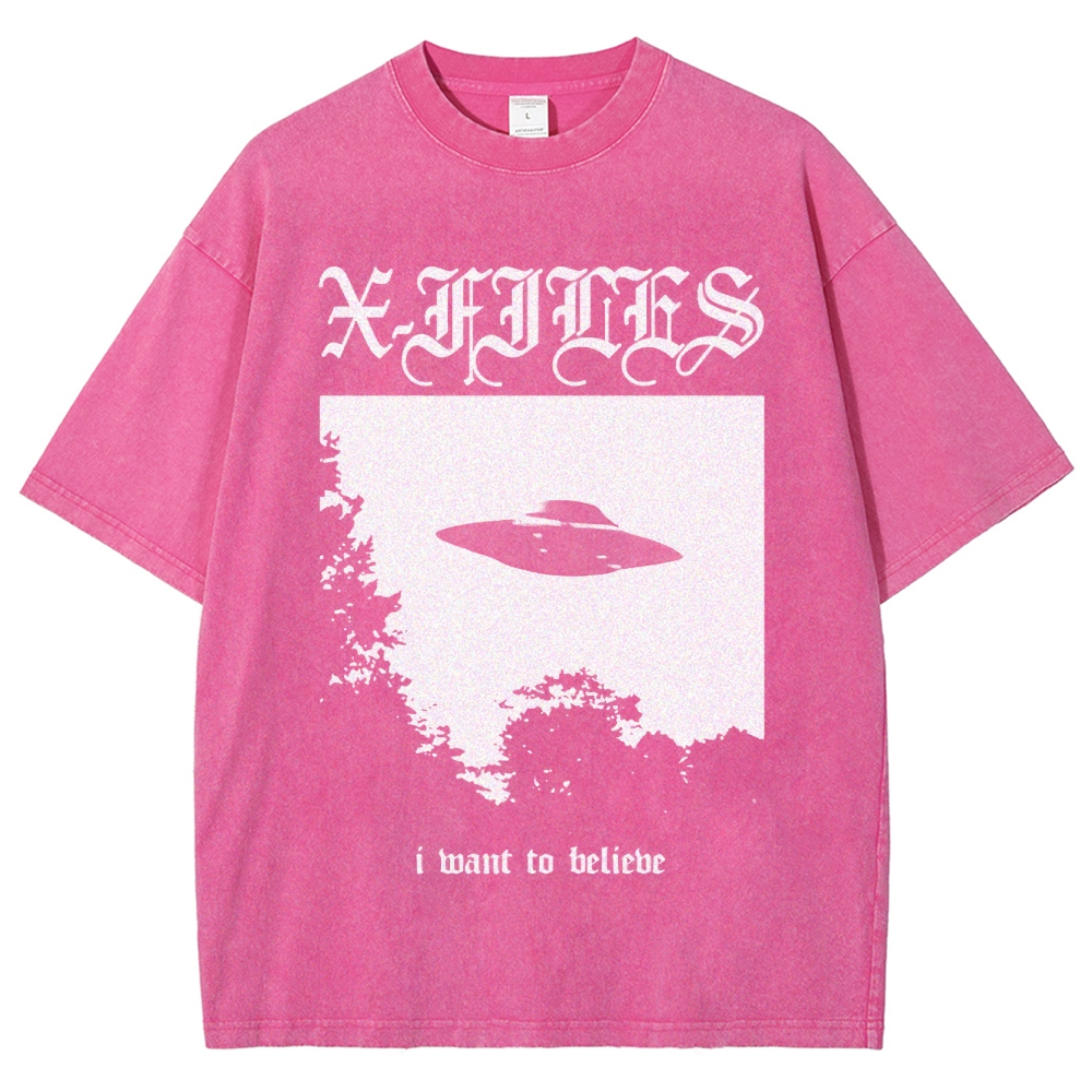 Sci-Fi Mystery UFO Graphic Retro Washed T-Shirt
