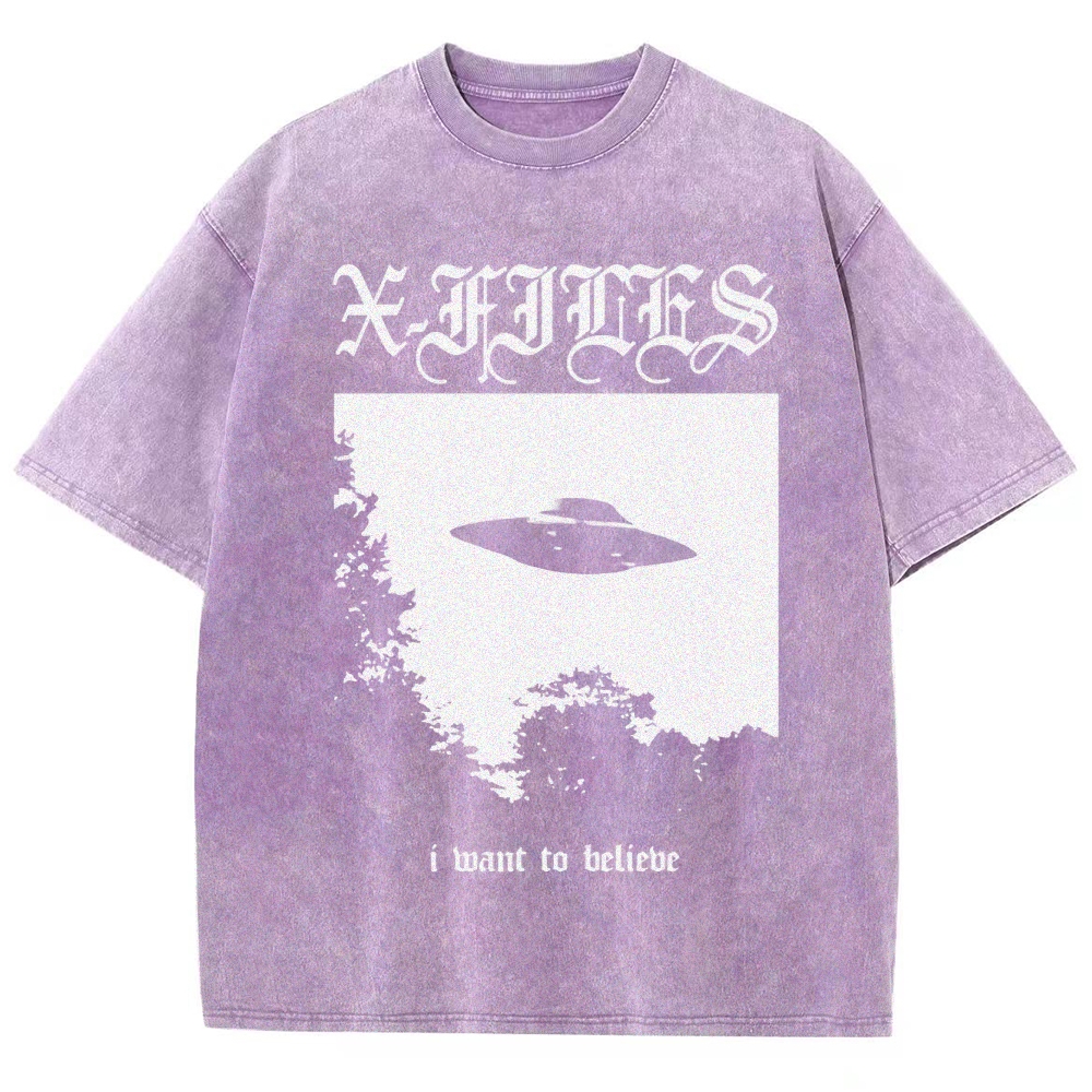 Sci-Fi Mystery UFO Graphic Retro Washed T-Shirt