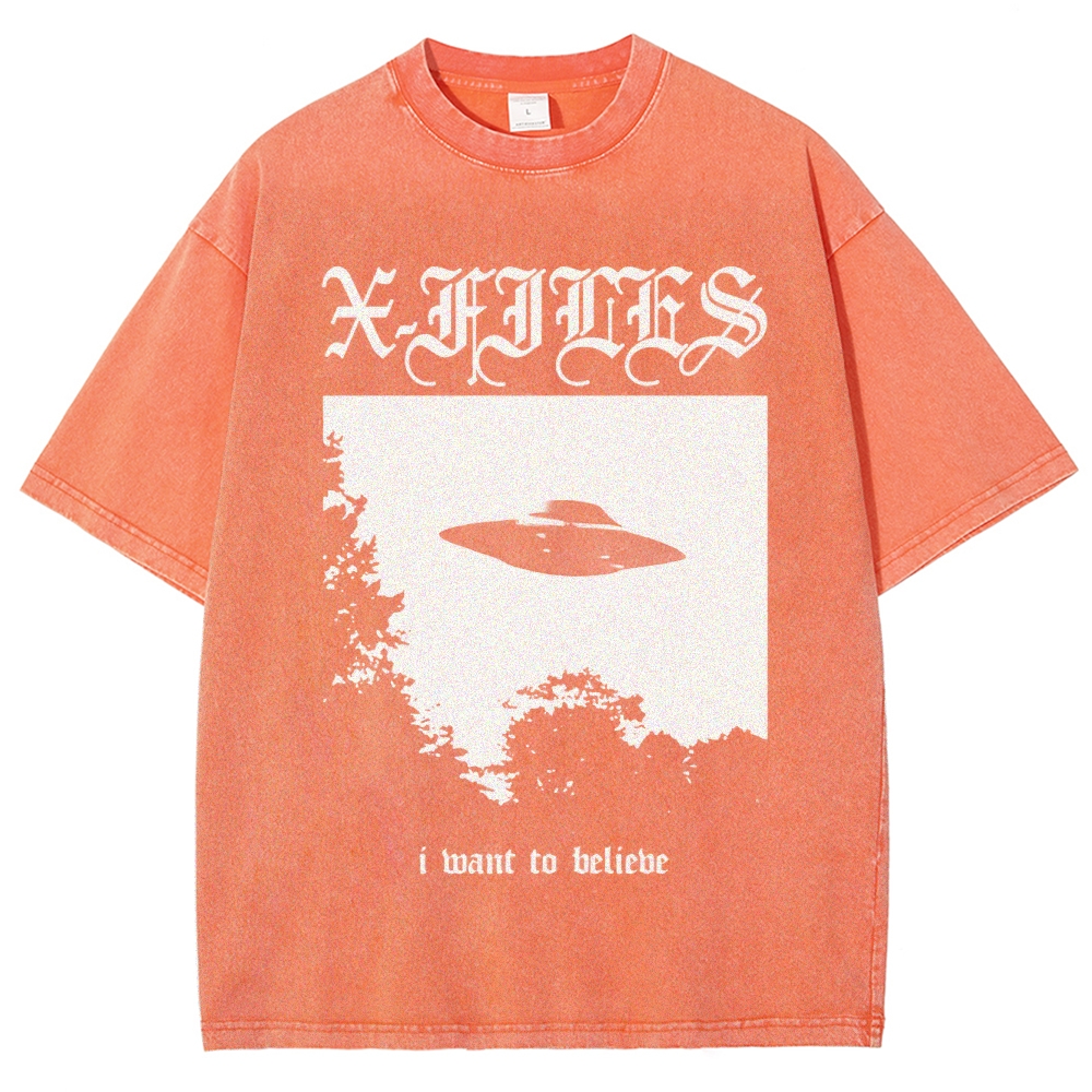 Sci-Fi Mystery UFO Graphic Retro Washed T-Shirt