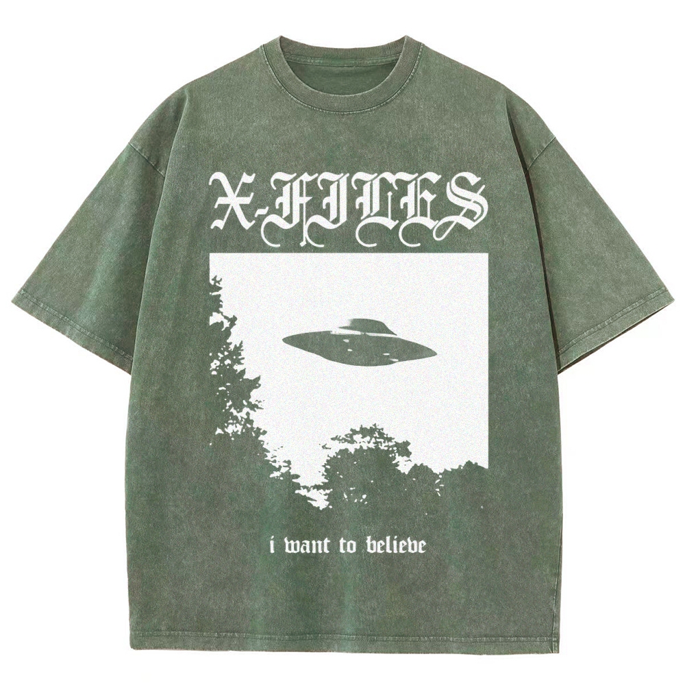 Sci-Fi Mystery UFO Graphic Retro Washed T-Shirt