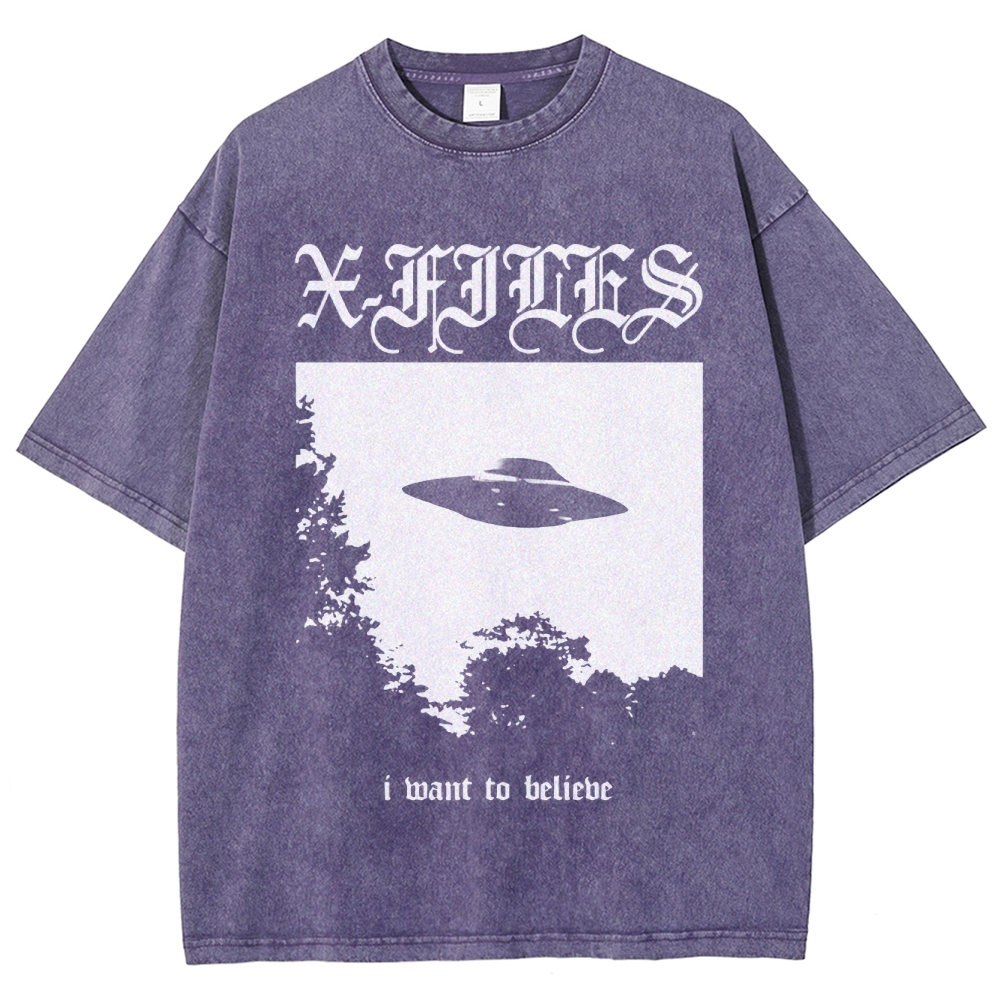 Sci-Fi Mystery UFO Graphic Retro Washed T-Shirt