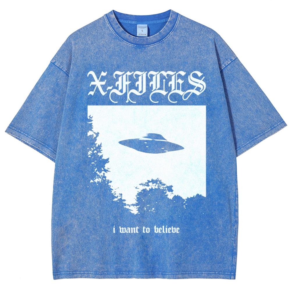 Sci-Fi Mystery UFO Graphic Retro Washed T-Shirt