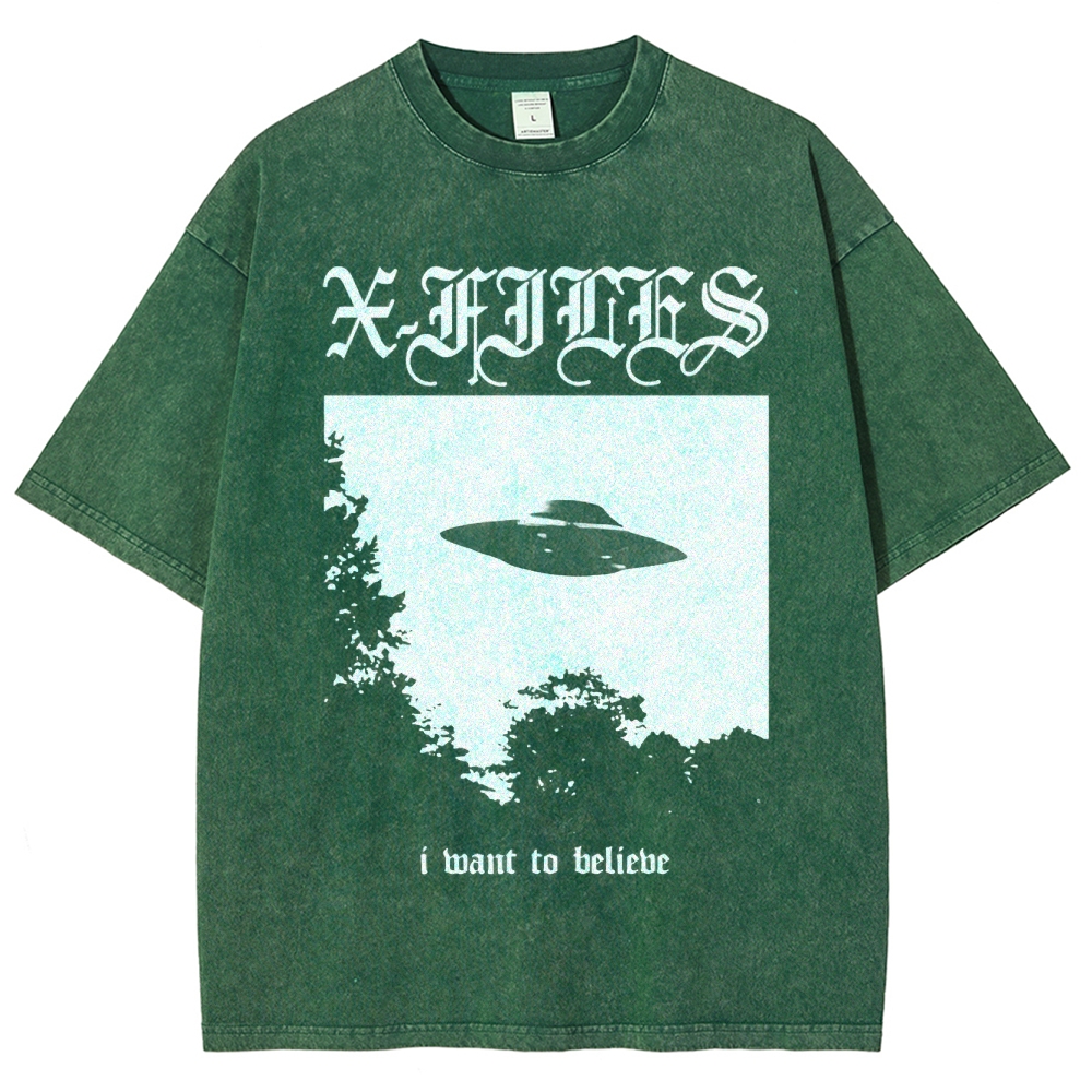 Sci-Fi Mystery UFO Graphic Retro Washed T-Shirt