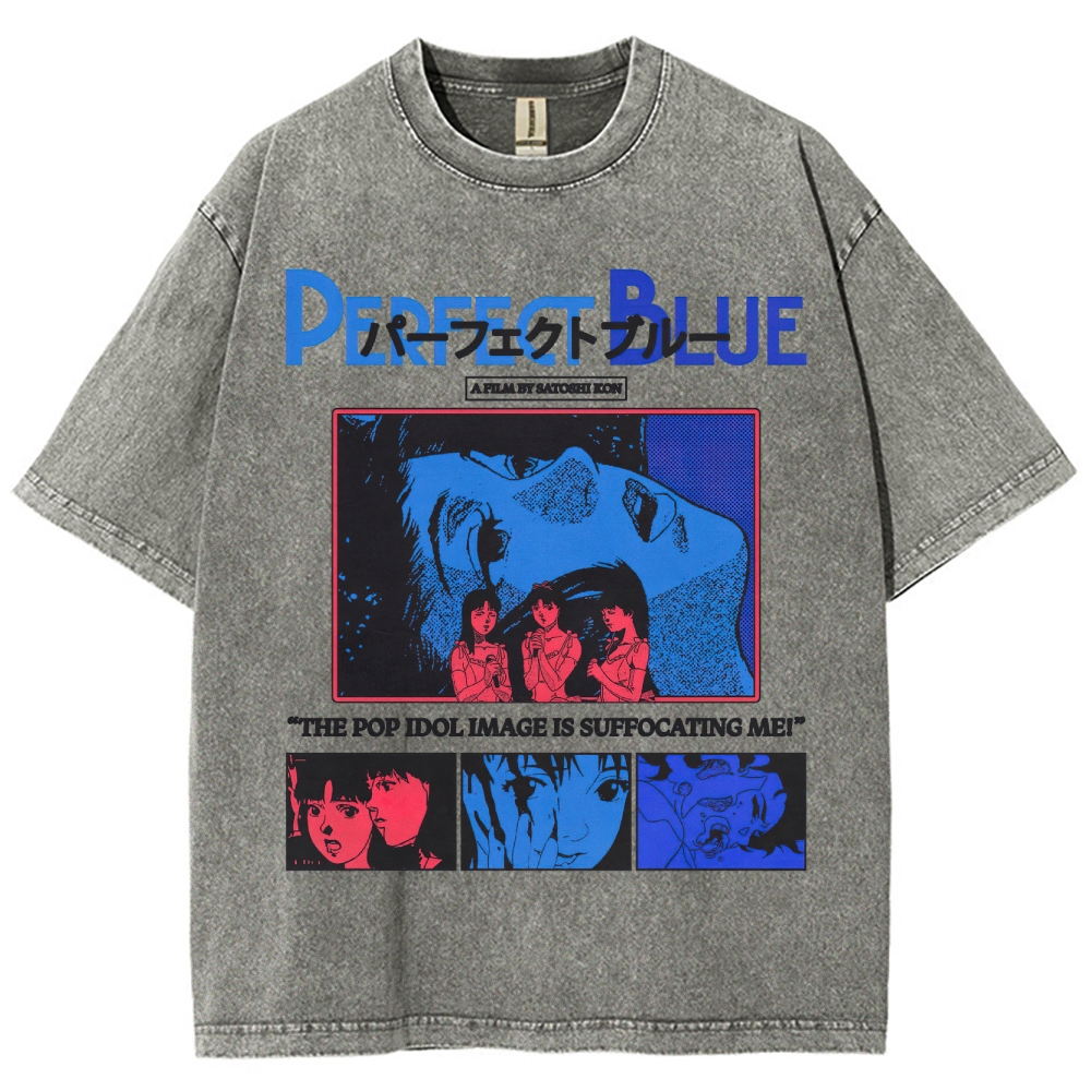 Psychological Thriller Anime Graphic Retro Washed T-Shirt