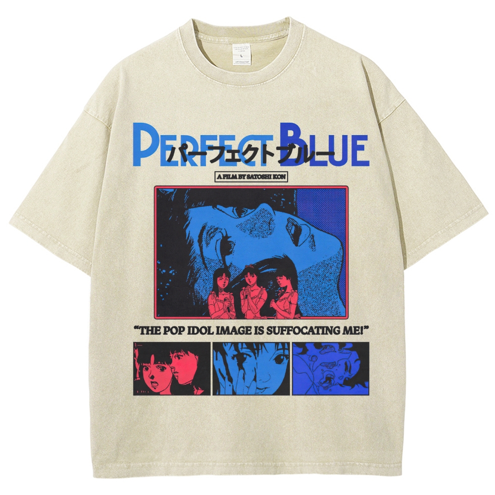 Psychological Thriller Anime Graphic Retro Washed T-Shirt