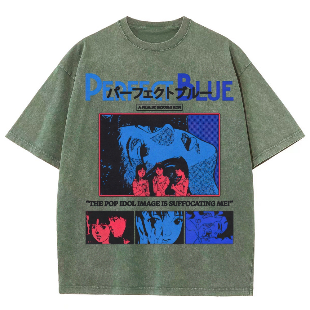 Psychological Thriller Anime Graphic Retro Washed T-Shirt