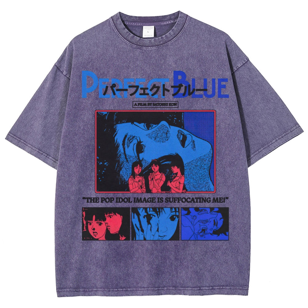 Psychological Thriller Anime Graphic Retro Washed T-Shirt