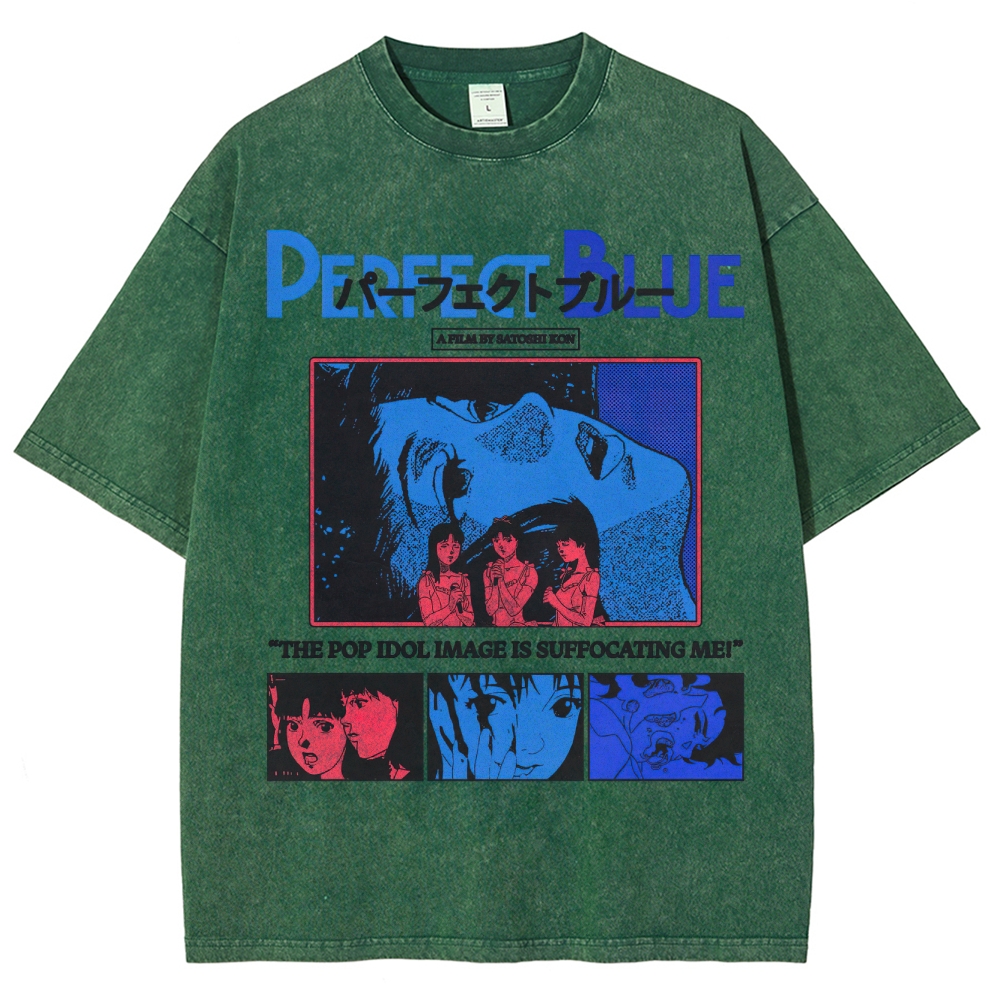 Psychological Thriller Anime Graphic Retro Washed T-Shirt