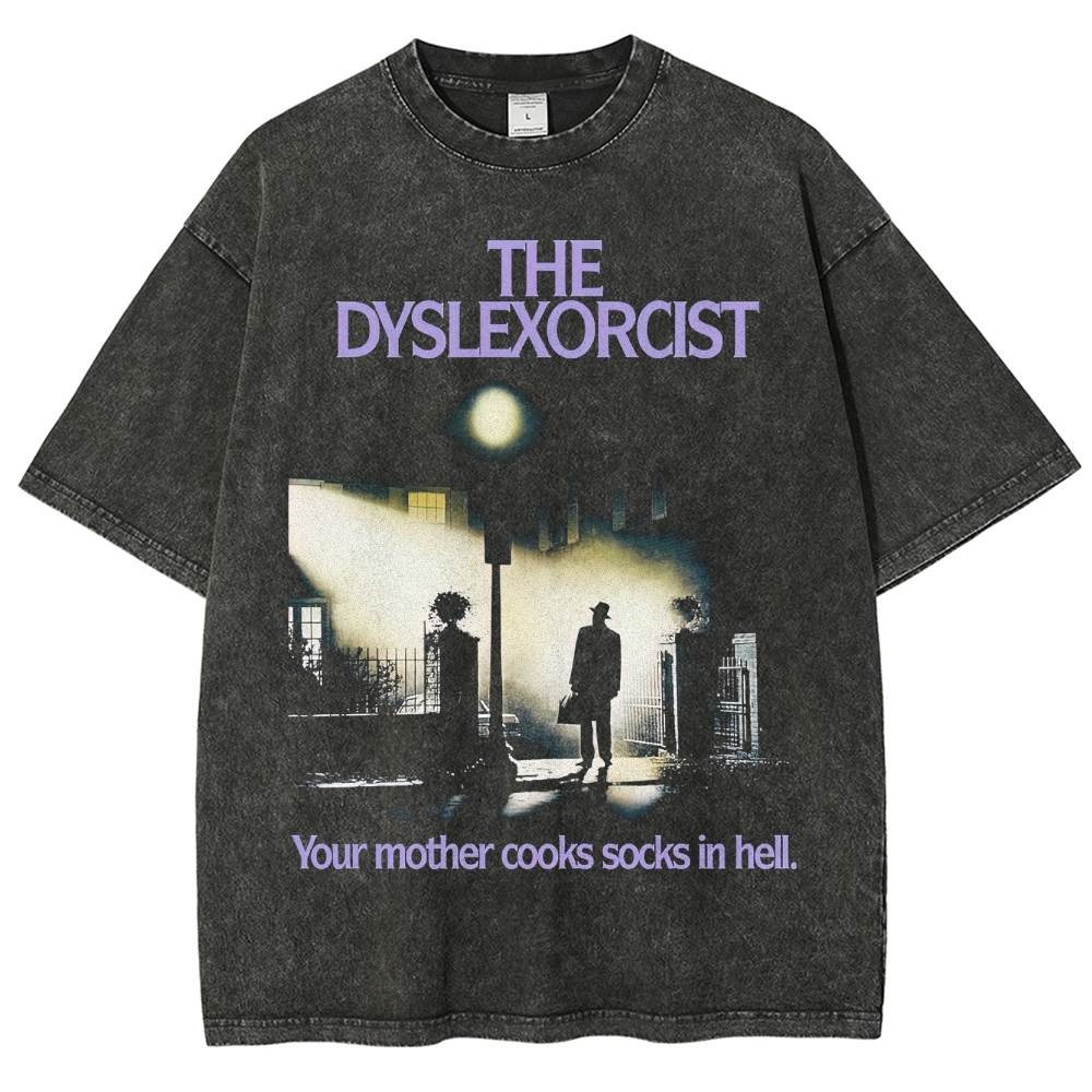 Gothic Horror Parody Graphic Retro Washed T-Shirt