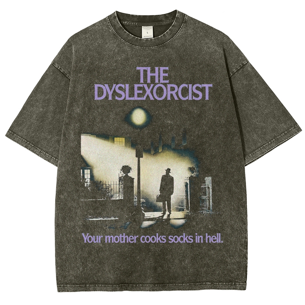 Gothic Horror Parody Graphic Retro Washed T-Shirt