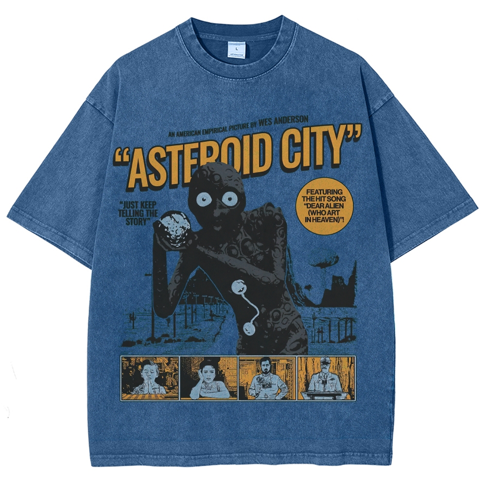 Retro Sci-Fi Comedy Character Graphic  Washed T-Shirt