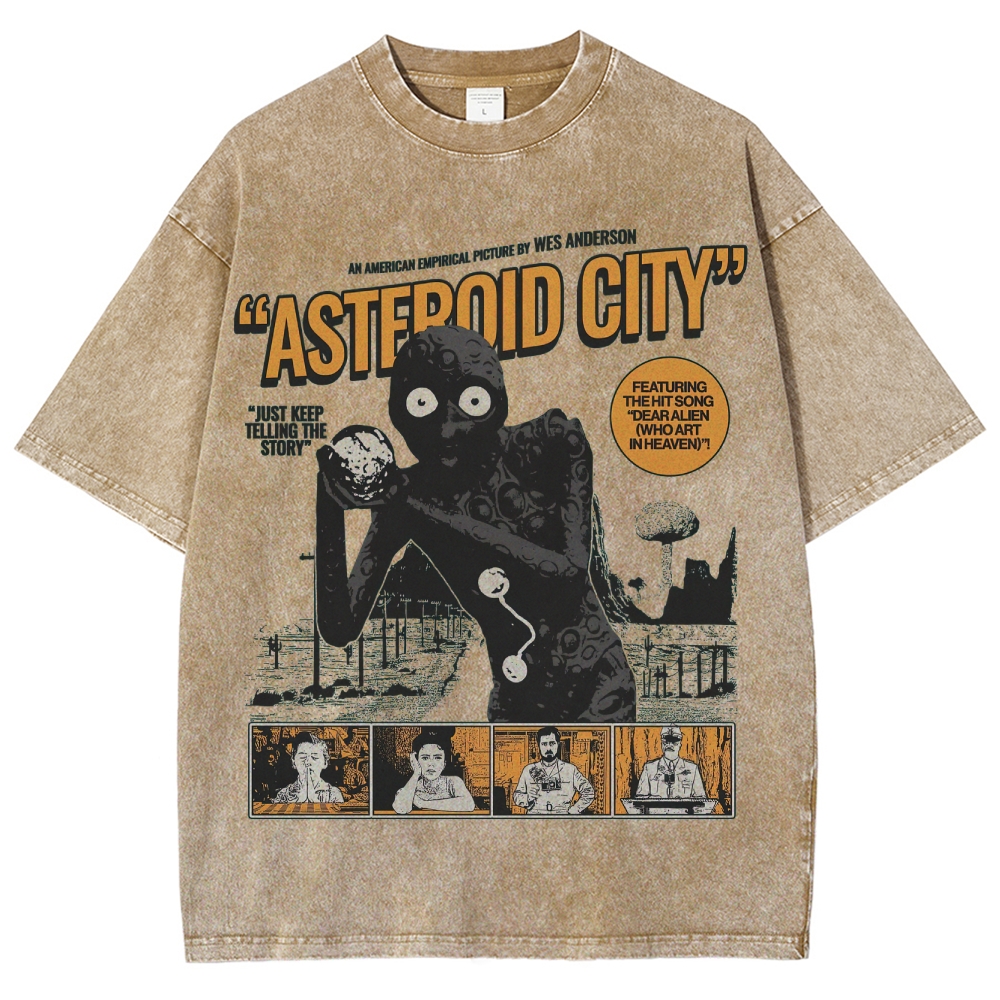 Retro Sci-Fi Comedy Character Graphic  Washed T-Shirt