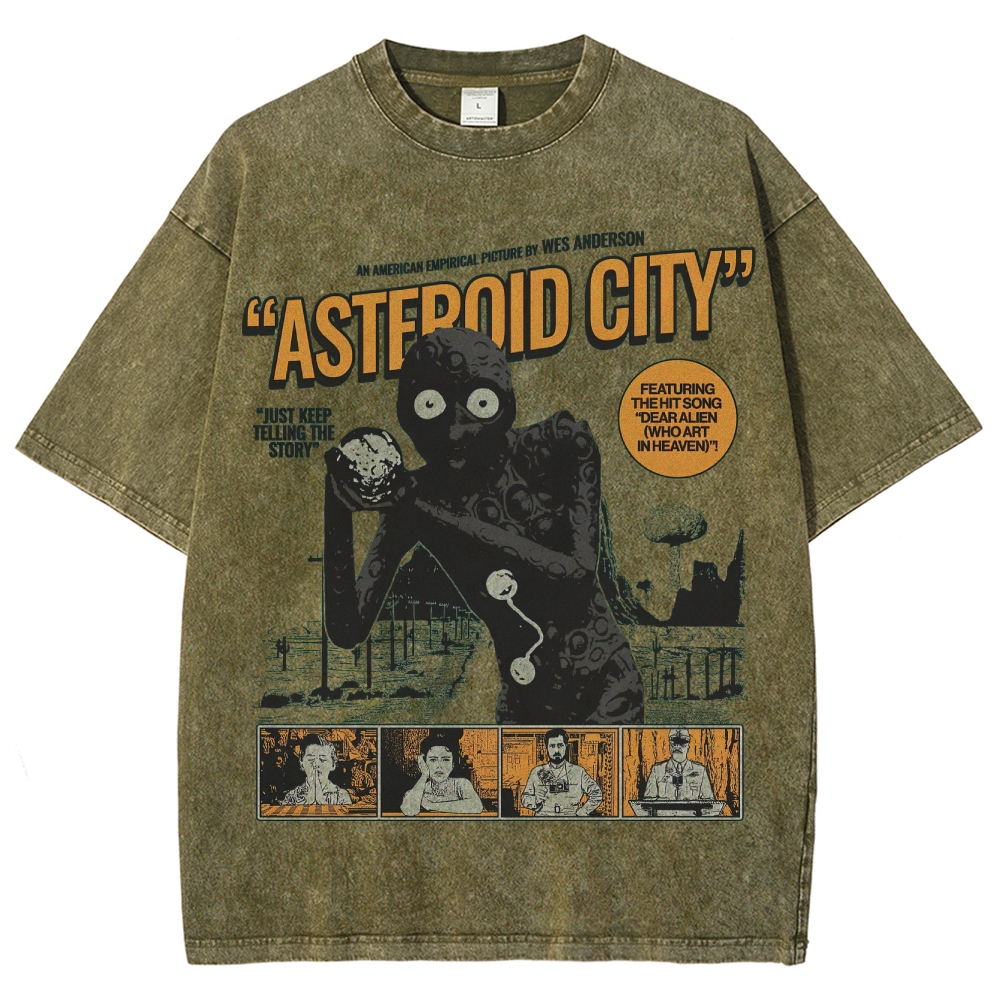 Retro Sci-Fi Comedy Character Graphic  Washed T-Shirt