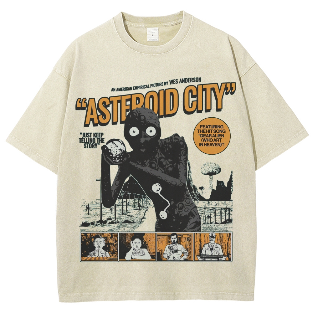 Retro Sci-Fi Comedy Character Graphic  Washed T-Shirt