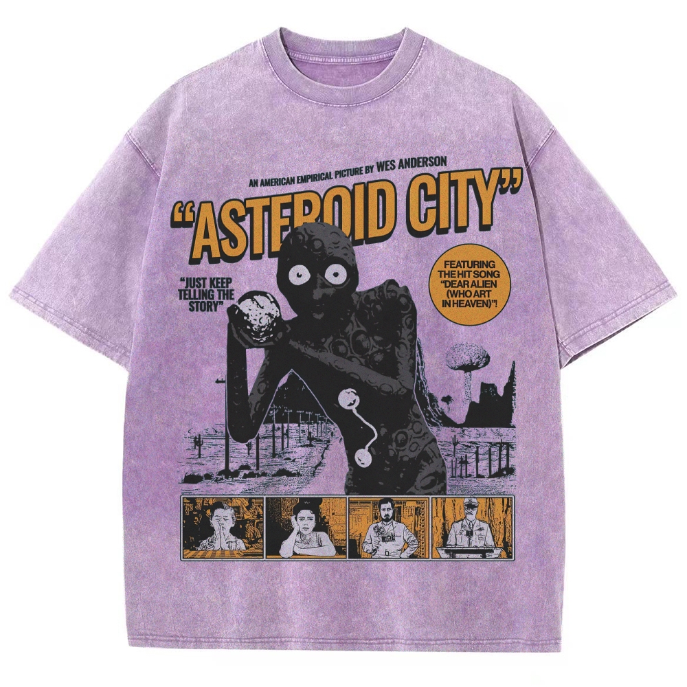 Retro Sci-Fi Comedy Character Graphic  Washed T-Shirt