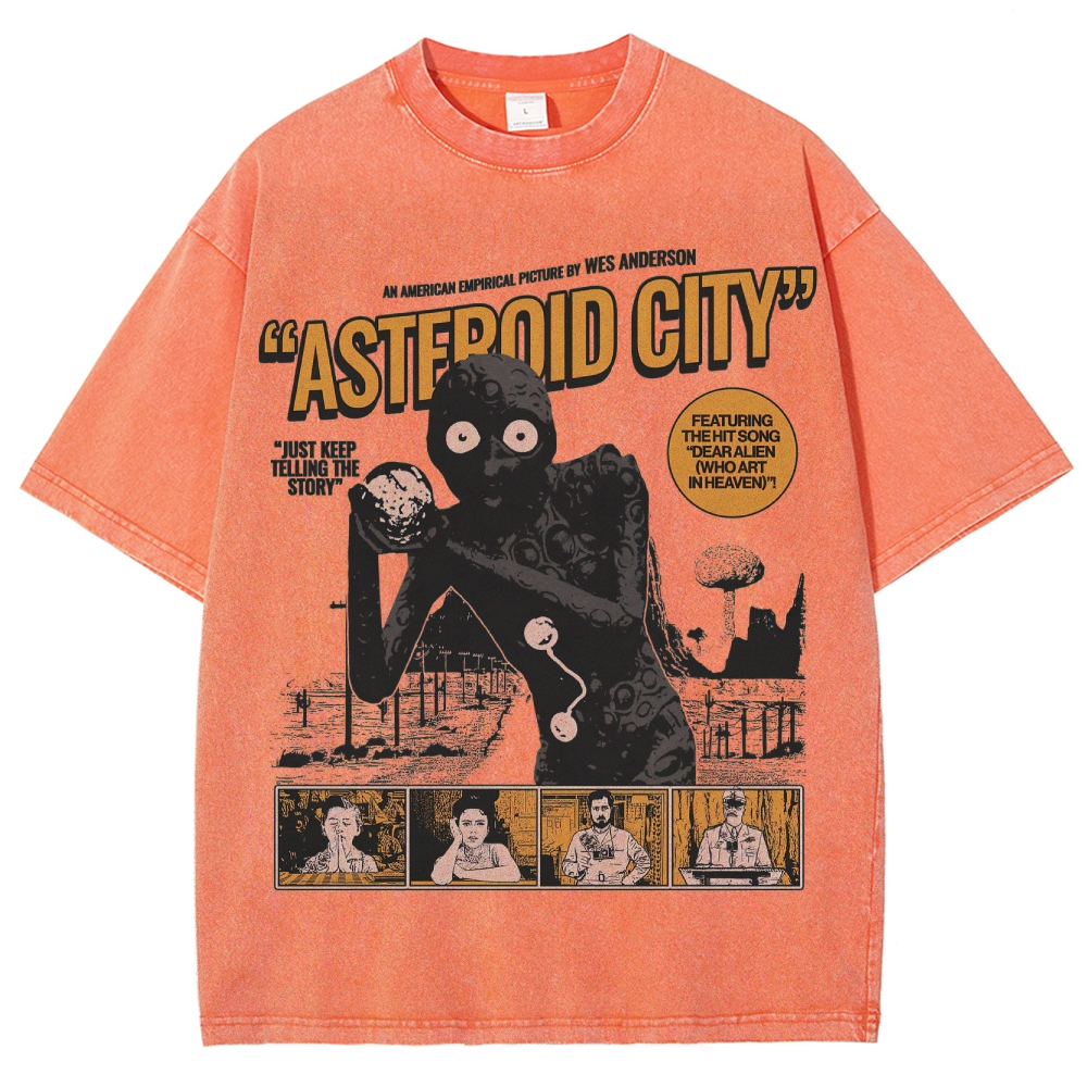 Retro Sci-Fi Comedy Character Graphic  Washed T-Shirt