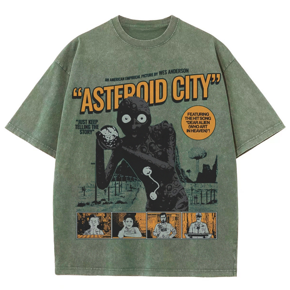 Retro Sci-Fi Comedy Character Graphic  Washed T-Shirt