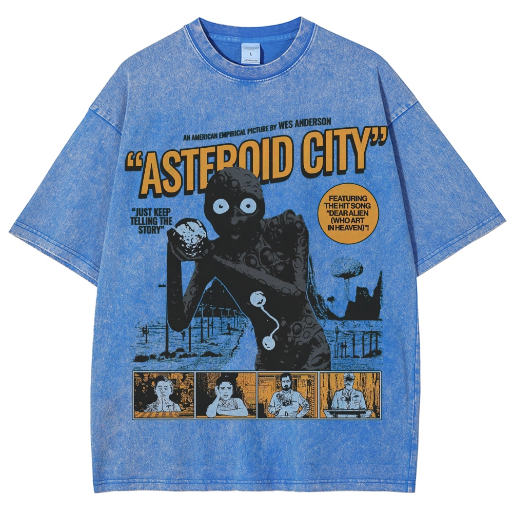 Retro Sci-Fi Comedy Character Graphic  Washed T-Shirt