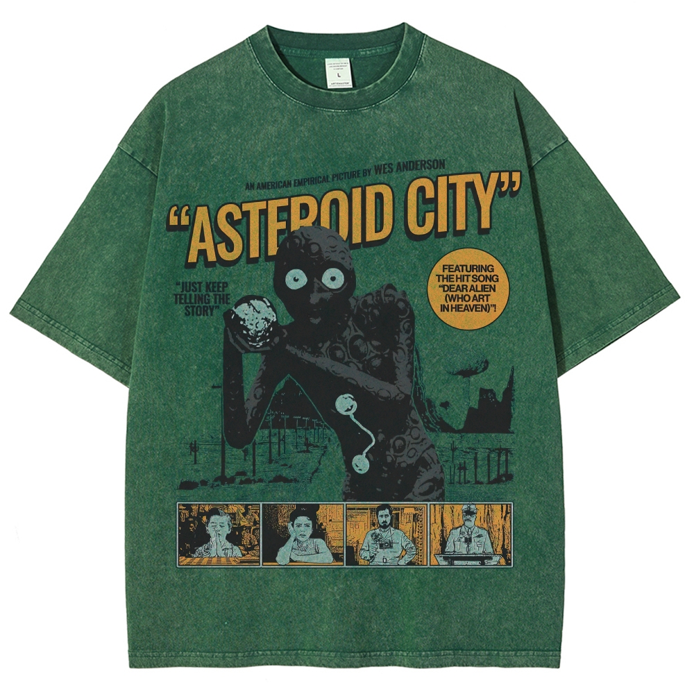 Retro Sci-Fi Comedy Character Graphic  Washed T-Shirt