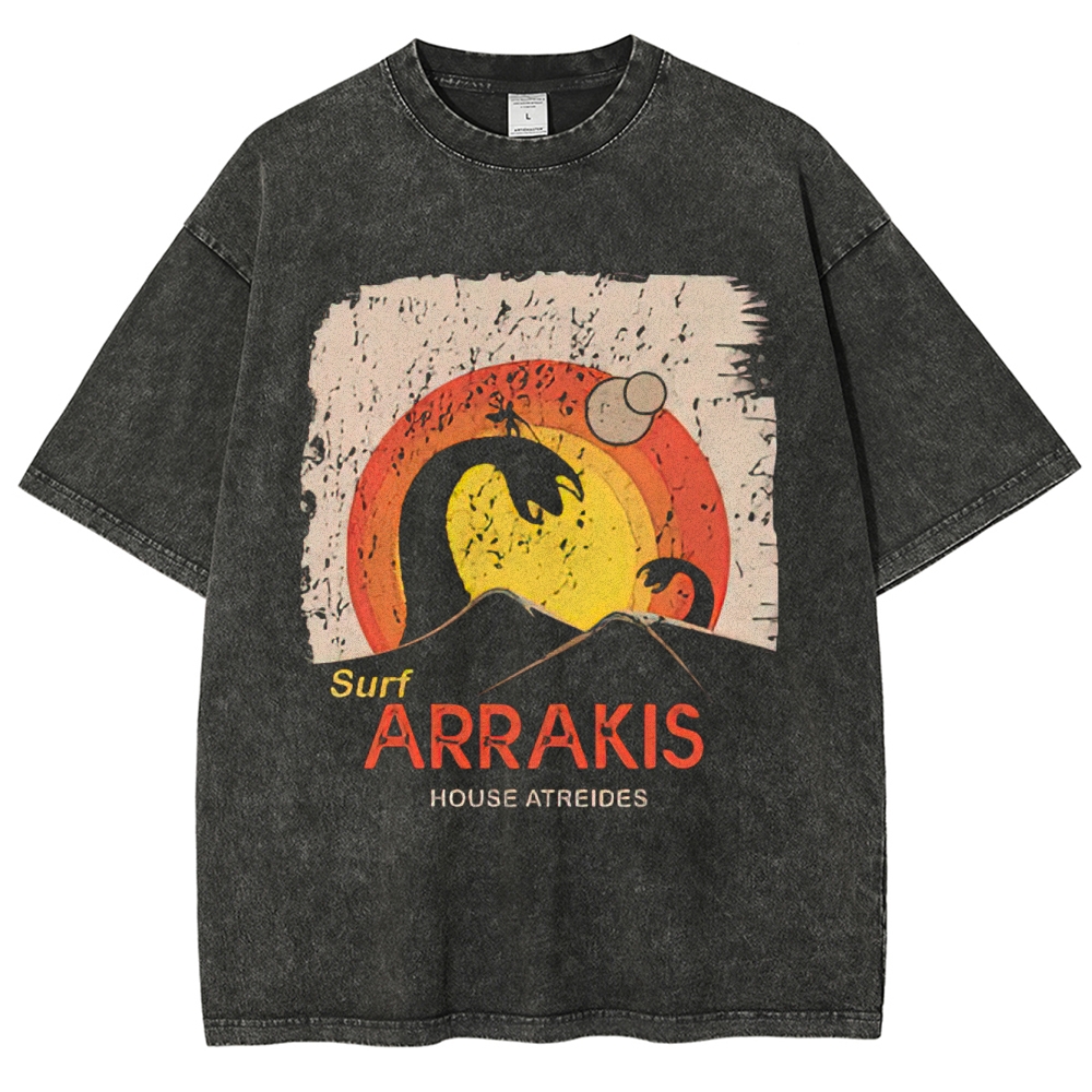 Sci-Fi Dune Planet Graphic Retro Washed T-Shirt