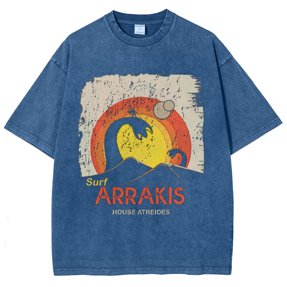 Sci-Fi Dune Planet Graphic Retro Washed T-Shirt