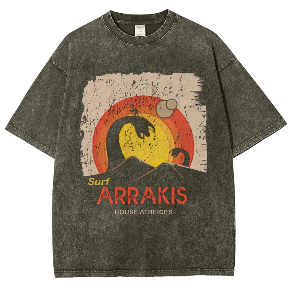 Sci-Fi Dune Planet Graphic Retro Washed T-Shirt