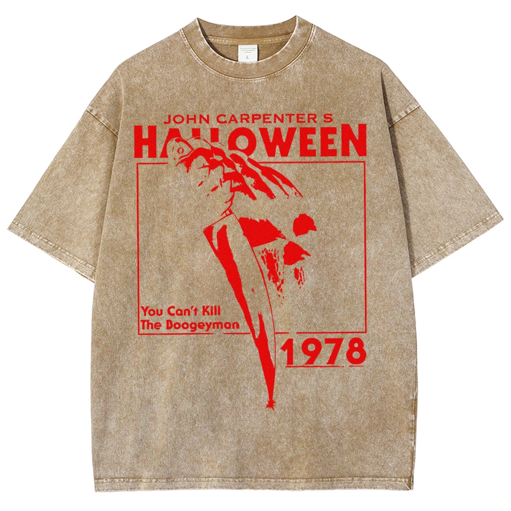 Demonic Terror Knife Outline Washed T-Shirt