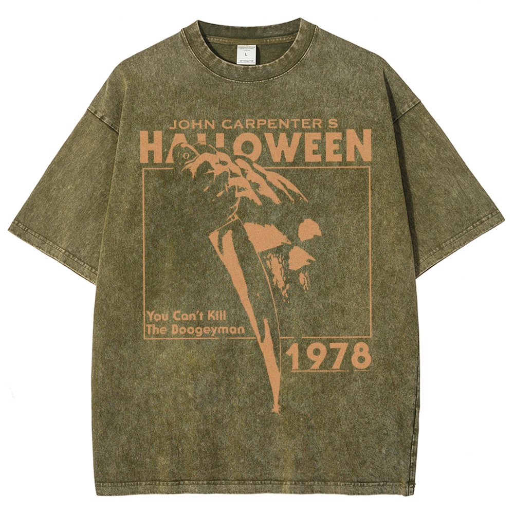 Demonic Terror Knife Outline Washed T-Shirt